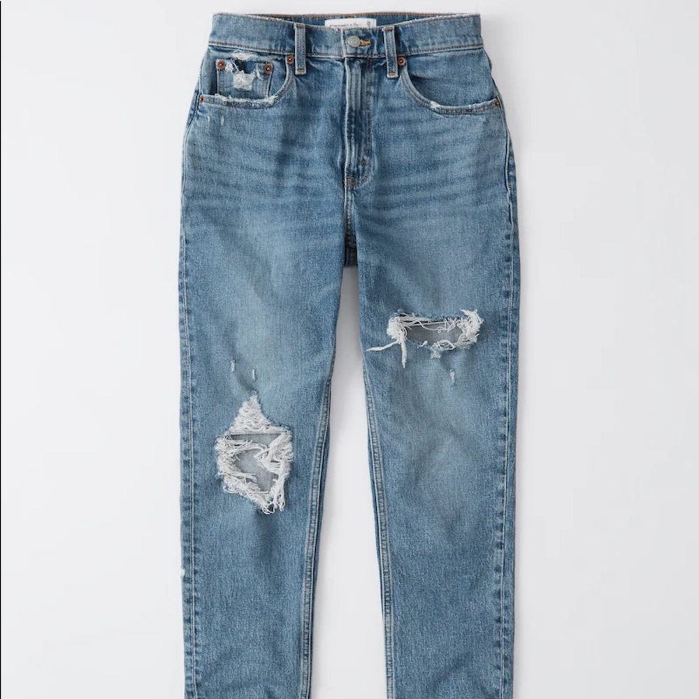 Abercrombie Ripped High Rise Mom Jeans